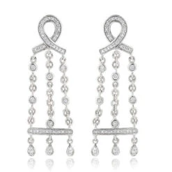 14K White Gold Diamond Chandelier Earrings 0.36ct