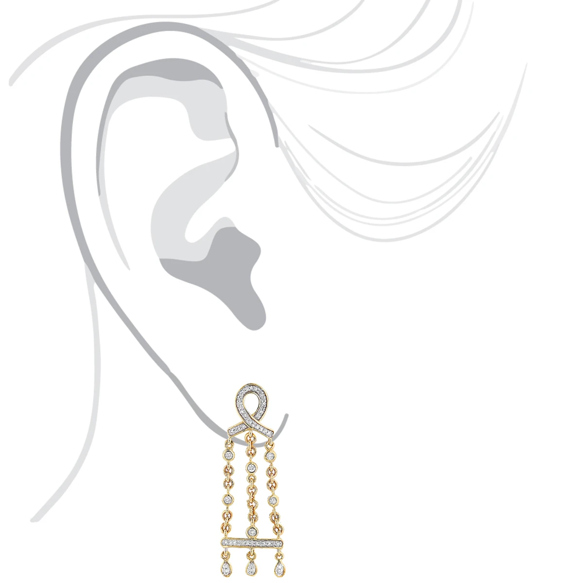 14K White Gold Diamond Chandelier Earrings 0.36ct 7 14K White Gold Diamond Chandelier Earrings 0.36ct - Image 5