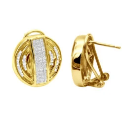 14K Yellow Gold Diamond Circle Earrings 1.27ct