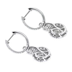 14K White Gold Diamond Circle Earrings 1.95ct -H'Hen Sale Store 14k gold diamond circle earrings 195ct backwh