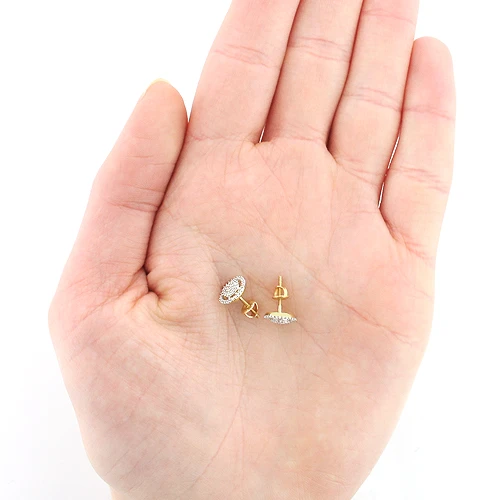14K Yellow Gold Diamond Circle Earrings Studs 0.26ct 4 14K Yellow Gold Diamond Circle Earrings Studs 0.26ct - Image 2