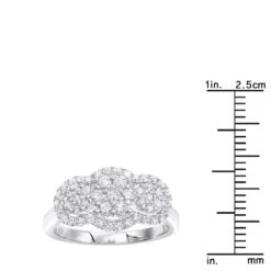 14K White Gold Diamond Cluster Ring 0.96ct -H'Hen Sale Store 14k gold diamond cluster ring 096ct p 40592 rulerwh