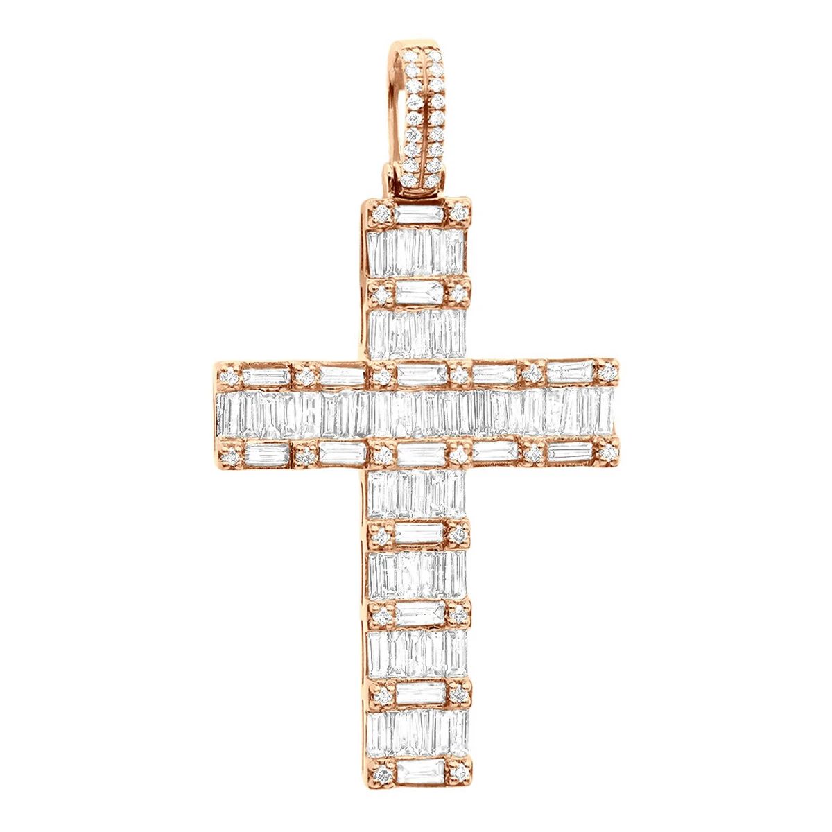 Luxurman 4 Carat Round & Baguette Diamond Cross Pendant For Men 14K Yellow Gold 5 Luxurman 4 Carat Round & Baguette Diamond Cross Pendant For Men 14K Yellow Gold - Image 3