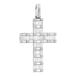 Luxurman 4 Carat Round & Baguette Diamond Cross Pendant For Men 14K Yellow Gold 11 Luxurman 4 Carat Round & Baguette Diamond Cross Pendant For Men 14K Yellow Gold -H'Hen Sale Store 14k gold diamond cross pendant for men 4 carats round baguette diamonds 803240 white