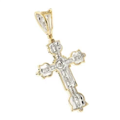 14K Yellow Gold Diamond Cross Pendant Men's Charm 0.95ct 11 14K Yellow Gold Diamond Cross Pendant Men's Charm 0.95ct -H'Hen Sale Store 14k gold diamond cross pendant mens charm 095ct p 6995 backye