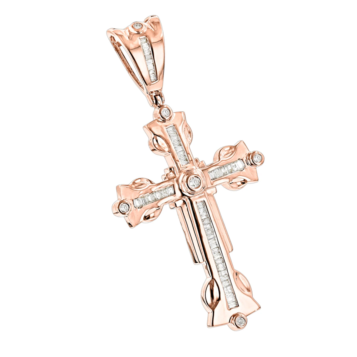 14K Yellow Gold Diamond Cross Pendant Men's Charm 0.95ct 5 14K Yellow Gold Diamond Cross Pendant Men's Charm 0.95ct - Image 3