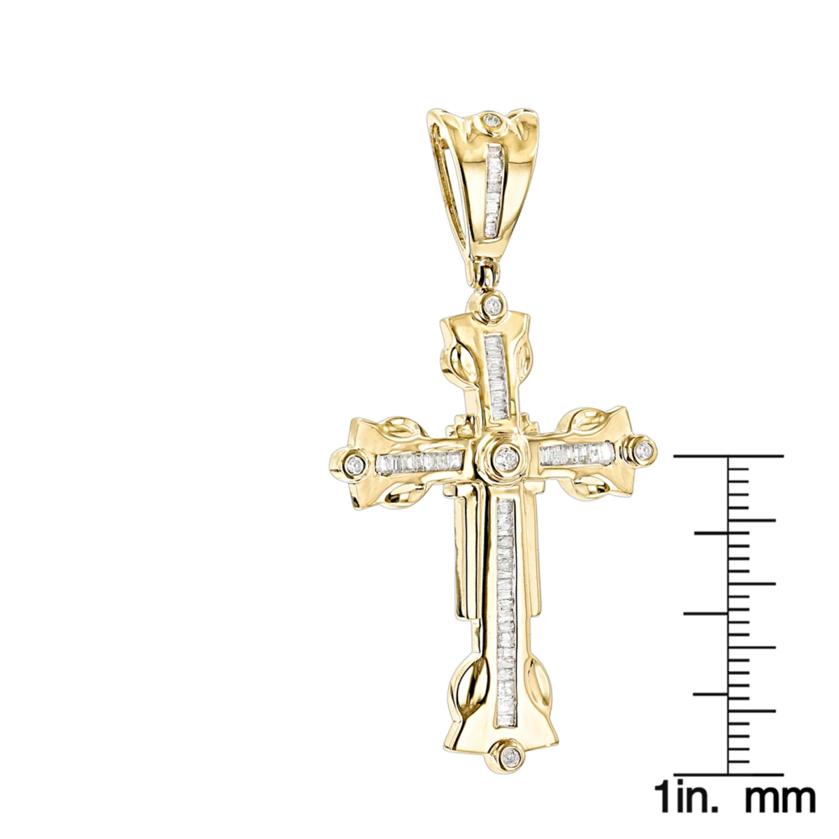 14K Yellow Gold Diamond Cross Pendant Men's Charm 0.95ct 8 14K Yellow Gold Diamond Cross Pendant Men's Charm 0.95ct - Image 6