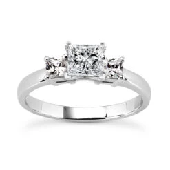 14K White Gold Diamond Designer Engagement Ring 0.60ct