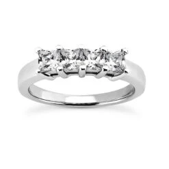 14K White Gold 4 Stone Diamond Designer Engagement Ring Band 0.40ct