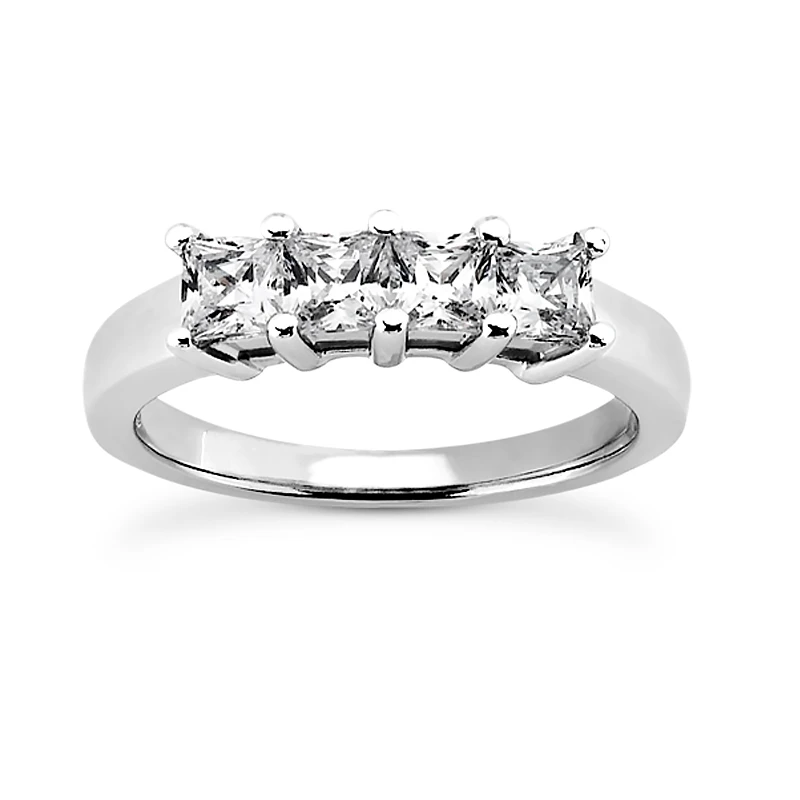 14K White Gold 4 Stone Diamond Designer Engagement Ring Band 0.40ct 3 14K White Gold 4 Stone Diamond Designer Engagement Ring Band 0.40ct