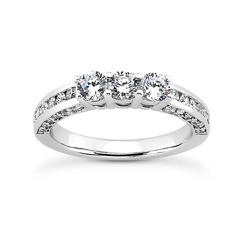Thin 14K White Gold Diamond Designer Engagement Ring Band 0.77ct 3 Thin 14K White Gold Diamond Designer Engagement Ring Band 0.77ct