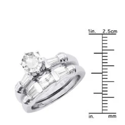 14K White Gold Diamond Designer Engagement Ring Set 1.14ct -H'Hen Sale Store 14k gold diamond designer engagement ring set 114ct p 23314 ruler white