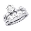 14K White Gold Diamond Designer Engagement Ring Set 1.14ct