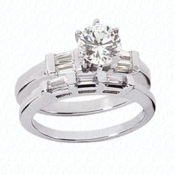 14K White Gold Diamond Designer Engagement Ring Set 1.75ct