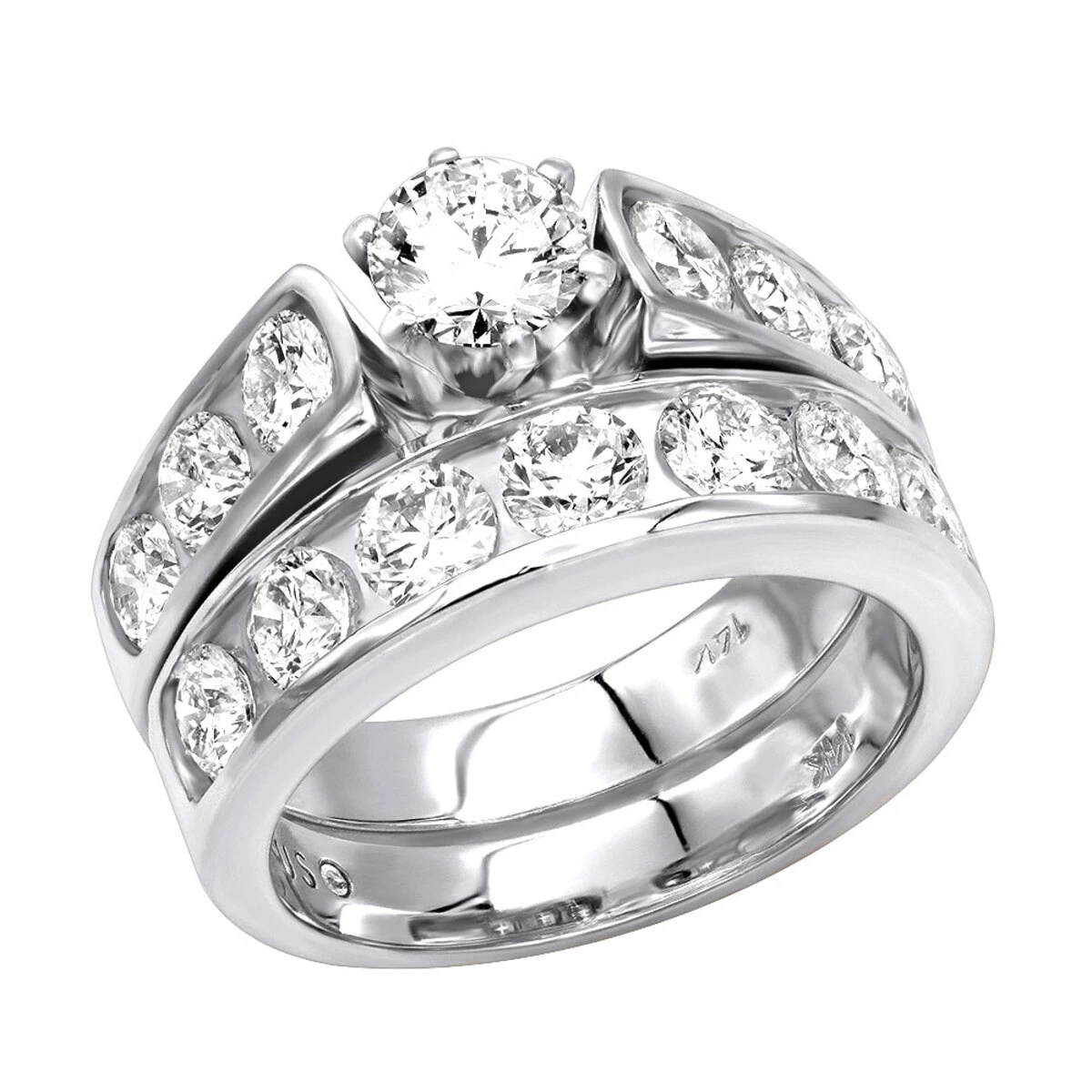 14K Rose Gold Diamond Handmade Designer Engagement Ring Set 2.92ct 5 14K Rose Gold Diamond Handmade Designer Engagement Ring Set 2.92ct - Image 3