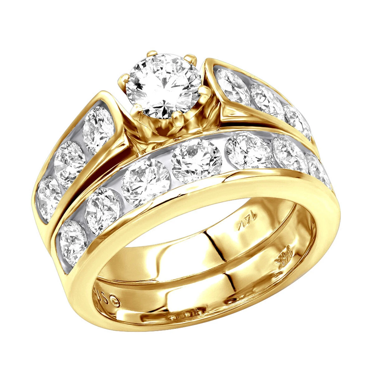 14K Rose Gold Diamond Handmade Designer Engagement Ring Set 2.92ct 4 14K Rose Gold Diamond Handmade Designer Engagement Ring Set 2.92ct - Image 2