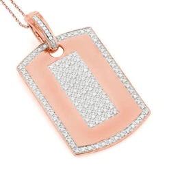 14K Yellow Gold Diamond Dog Tag Military Pendant 1.95ct -H'Hen Sale Store 14k gold diamond dog tag military pendant 195ct p 6987 ro