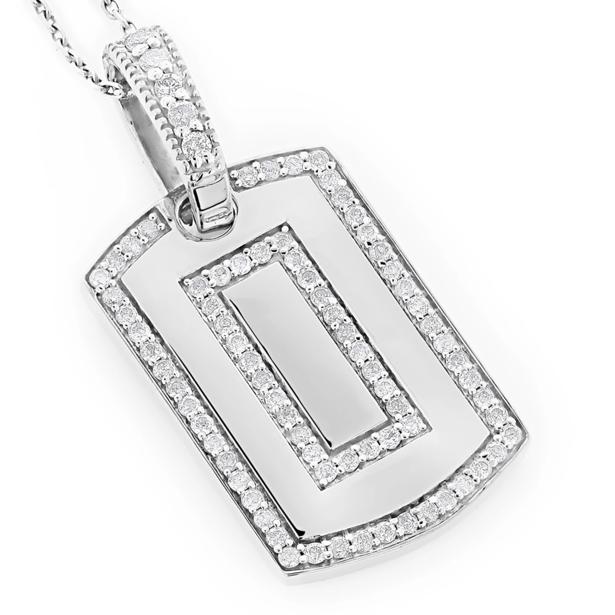 Small 14K Yellow Gold Diamond Dog Tag Pendant Round Diamonds 0.87ct 4 Small 14K Yellow Gold Diamond Dog Tag Pendant Round Diamonds 0.87ct - Image 2