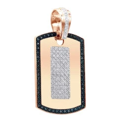 14K Yellow Gold Diamond Dog Tag Pendant White And Blue Diamonds 1.95ct -H'Hen Sale Store 14k gold diamond dog tag pendant white and blue diamonds 195ct ro