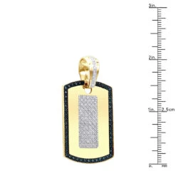 14K Yellow Gold Diamond Dog Tag Pendant White And Blue Diamonds 1.95ct -H'Hen Sale Store 14k gold diamond dog tag pendant white and blue diamonds 195ct rulerye
