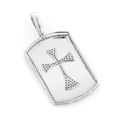14K White Gold Diamond Dog Tag Pendant With Celtic Cross 0.33ct -H'Hen Sale Store 14k gold diamond dog tag pendant with celtic cross 04ct backwh