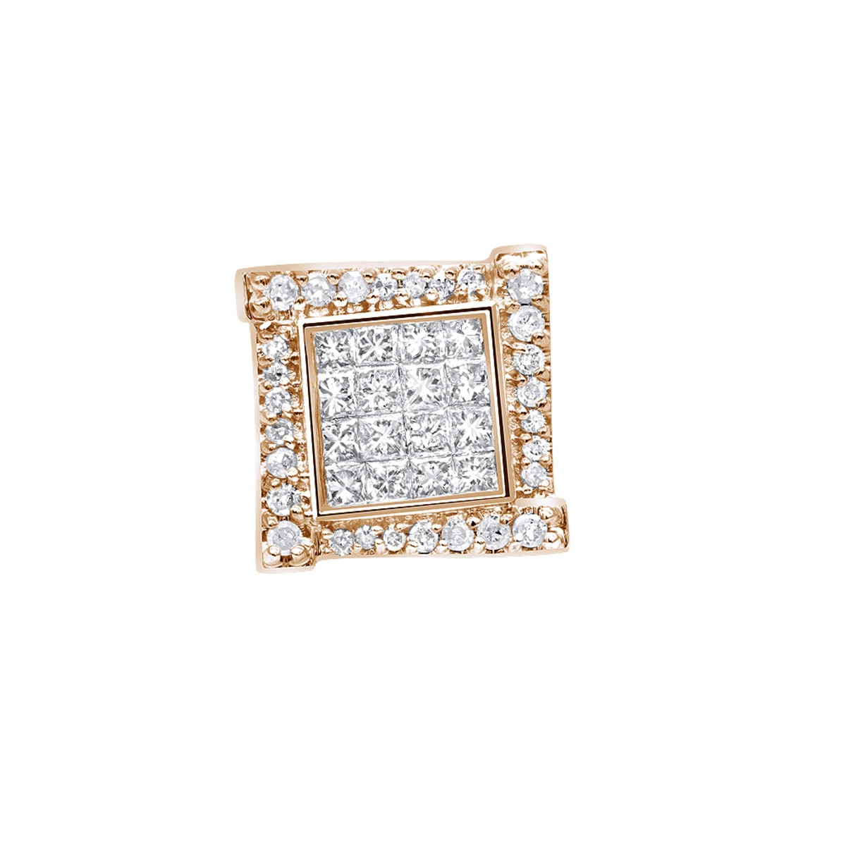 14K White Gold Diamond Earring For Men Single Stud Princess Round Diamonds 0.5ct 6 14K White Gold Diamond Earring For Men Single Stud Princess Round Diamonds 0.5ct - Image 4