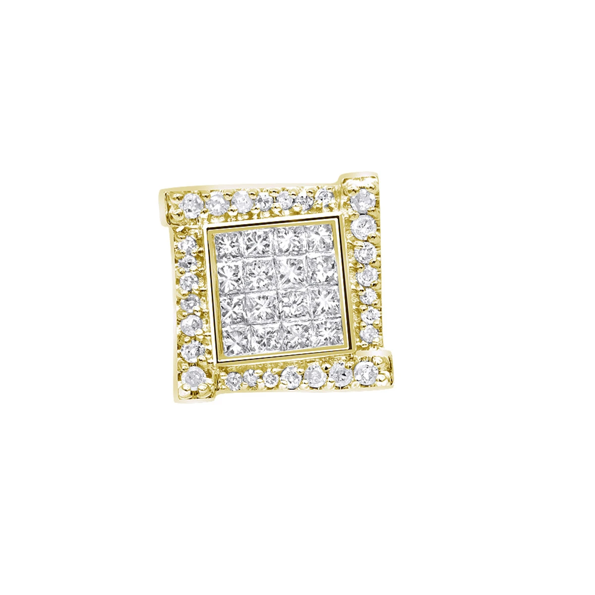 14K White Gold Diamond Earring For Men Single Stud Princess Round Diamonds 0.5ct 5 14K White Gold Diamond Earring For Men Single Stud Princess Round Diamonds 0.5ct - Image 3