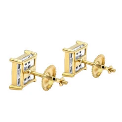 14K Yellow Gold Diamond Earrings Princess Cut Diamonds 0.65ct -H'Hen Sale Store 14k gold diamond earrings princess cut diamonds 065ct p 22469 backye