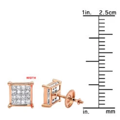 14K Yellow Gold Diamond Earrings Princess Cut Diamonds 0.65ct -H'Hen Sale Store 14k gold diamond earrings princess cut diamonds 065ct p 22469 rulerro