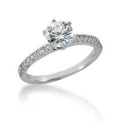 14K White Gold Prong Set Diamond Engagement Ring Mounting 0.16ct