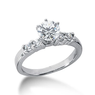 5 Stone 14K White Gold Diamond Engagement Ring Mounting 0.20ct 3 5 Stone 14K White Gold Diamond Engagement Ring Mounting 0.20ct