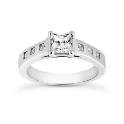 14K White Gold Princess Cut Diamond Engagement Ring Mounting 0.24ct