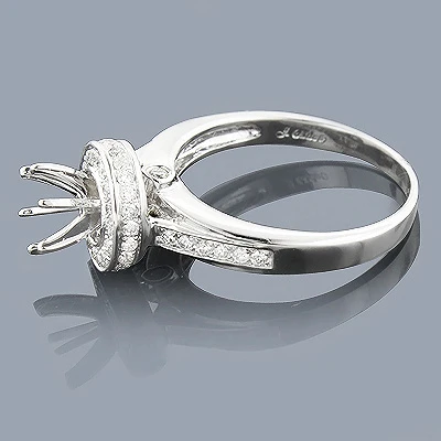 Halo 14K White Gold Diamond Engagement Ring Mounting 0.56ct 4 Halo 14K White Gold Diamond Engagement Ring Mounting 0.56ct - Image 2