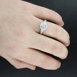 Halo 14K White Gold Diamond Engagement Ring Mounting 0.56ct 7 Halo 14K White Gold Diamond Engagement Ring Mounting 0.56ct -H'Hen Sale Store 14k gold diamond engagement ring mounting 056ct p 40612bod