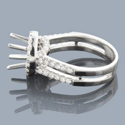 Halo 14K White Gold Diamond Engagement Ring Mounting 0.66ct 6 Halo 14K White Gold Diamond Engagement Ring Mounting 0.66ct -H'Hen Sale Store 14k gold diamond engagement ring mounting 066ct p 40354back