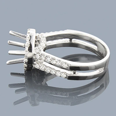 Halo 14K White Gold Diamond Engagement Ring Mounting 0.66ct 4 Halo 14K White Gold Diamond Engagement Ring Mounting 0.66ct - Image 2