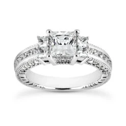 14K White Gold Diamond Engagement Ring Mounting 0.74ct