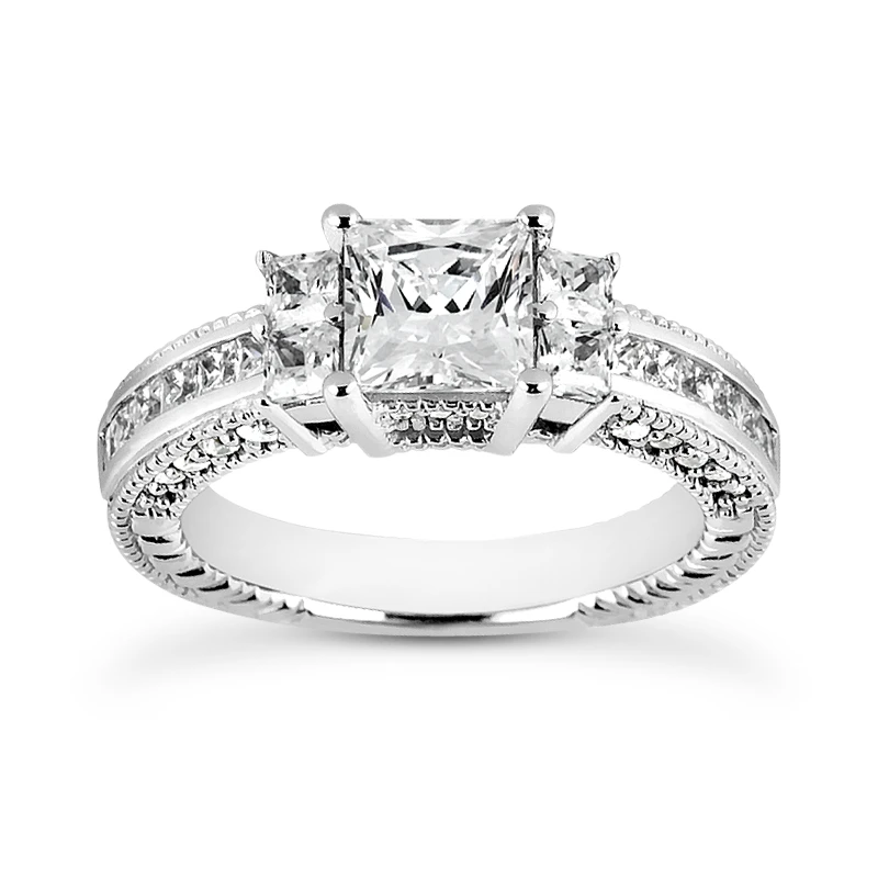 14K White Gold Diamond Engagement Ring Mounting 0.74ct 3 14K White Gold Diamond Engagement Ring Mounting 0.74ct