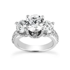 14K White Gold Diamond Engagement Ring Mounting 0.87ct