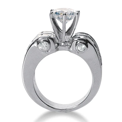 14K White Gold Diamond Engagement Ring Mounting 3.12ct 4 14K White Gold Diamond Engagement Ring Mounting 3.12ct - Image 2