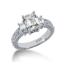 14K White Gold Diamond Engagement Ring Setting 0.44ct