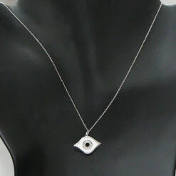 14K White Gold Diamond Evil Eye Charm Pendant 0.07ct -H'Hen Sale Store 14k gold diamond evil eye charm pendant 007ct p 35758bod
