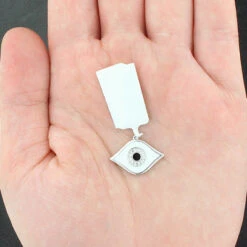 14K White Gold Diamond Evil Eye Charm Pendant 0.07ct -H'Hen Sale Store 14k gold diamond evil eye charm pendant 007ct p 35758box