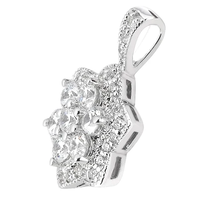 14K White Gold Diamond Flower Pendant 2.29ct 4 14K White Gold Diamond Flower Pendant 2.29ct - Image 2