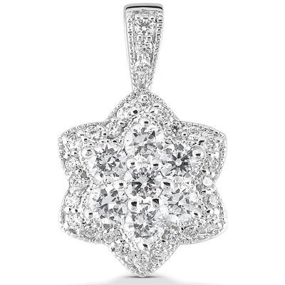 14K White Gold Diamond Flower Pendant 2.29ct 3 14K White Gold Diamond Flower Pendant 2.29ct
