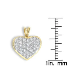 14K Yellow Gold 1 Carat Diamond Heart Pendant By Luxurman -H'Hen Sale Store 14k gold diamond heart pendant 100ct p 86 rulerye