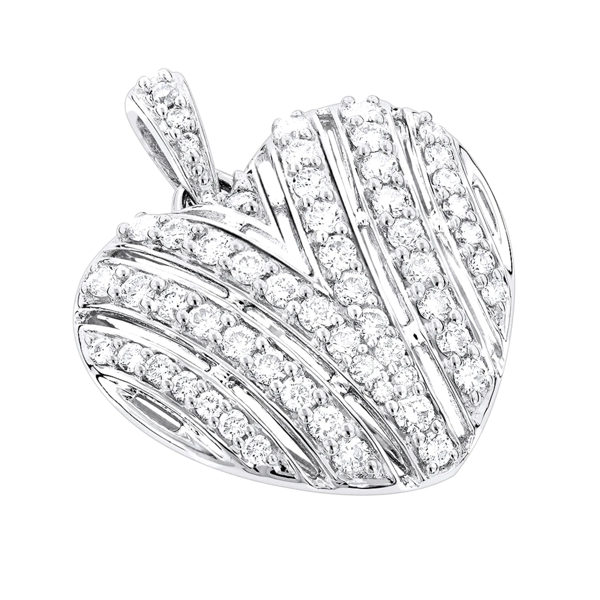 14K White Gold Diamond Heart Pendant 1.15ct 3 14K White Gold Diamond Heart Pendant 1.15ct