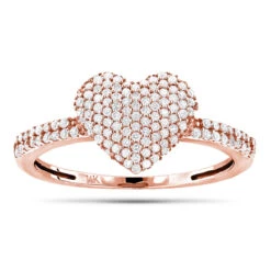 14K White Gold Diamond Heart Ring For Women 0.39ct -H'Hen Sale Store 14k gold diamond heart ring 039ct p 42967 ro