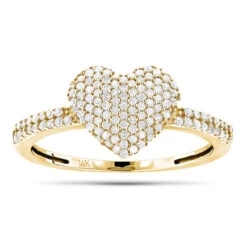 14K White Gold Diamond Heart Ring For Women 0.39ct -H'Hen Sale Store 14k gold diamond heart ring 039ct p 42967 ye