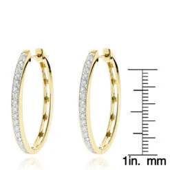 14K White Gold Oval Diamond Hoop Earrings For Women 0.71ct -H'Hen Sale Store 14k gold diamond hoop earrings 071ct p 40622 rulerye